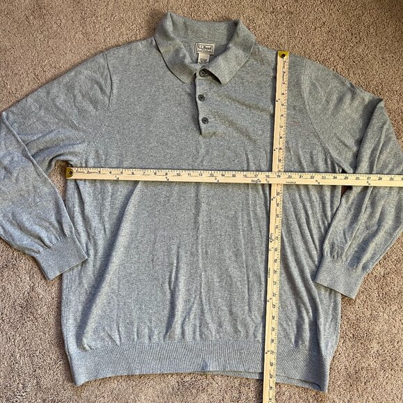 LL Bean Men's Cashmere Blend Sweater Gray Casual LS Polo Button Size XXL Reg - Picture 5 of 7